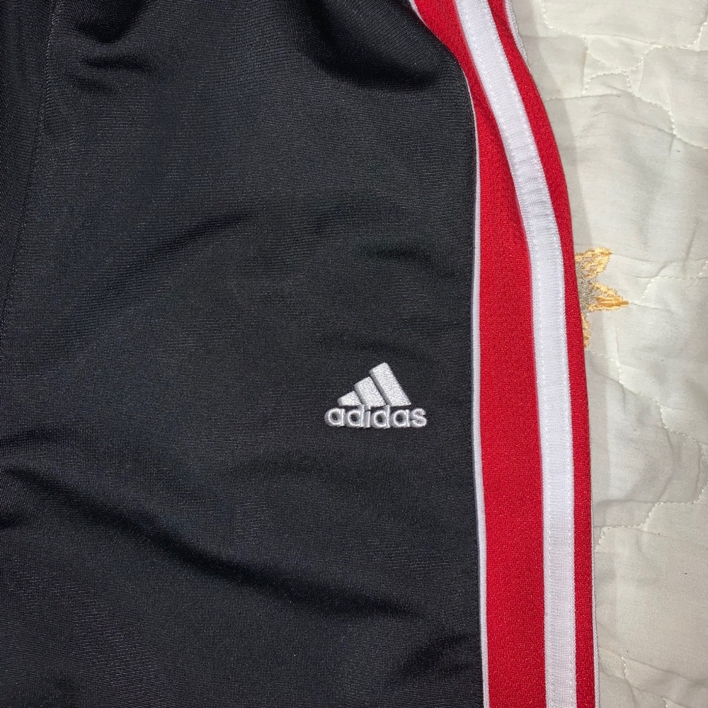 Adidas red white stripe pants